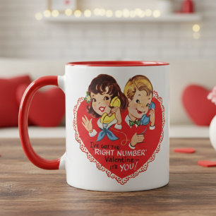 Mug Retro Vintage Garçon Fille Saint Valentin