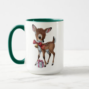 Mug Retro Vintage Reindeer rose Noël Baby Deer