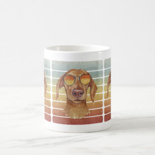 Mug Retro Vintage Sunset Cream Dachshund Maman Papa
