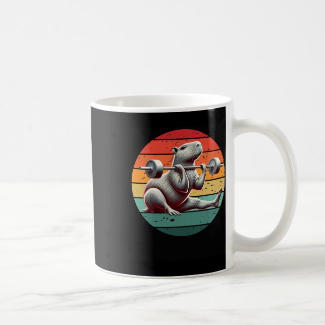Mug Retro Weightlifting Funny Fitness Workout Gym Capy (Droite)
