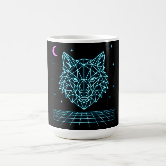 Mug Retro Wolf Synthwave - Neon Night Howler (Centre)