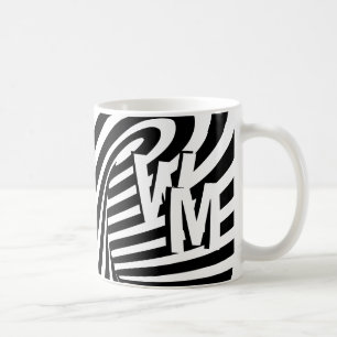 Mug RetroRetro noir blanc Abstrait Zèbre modèle Init