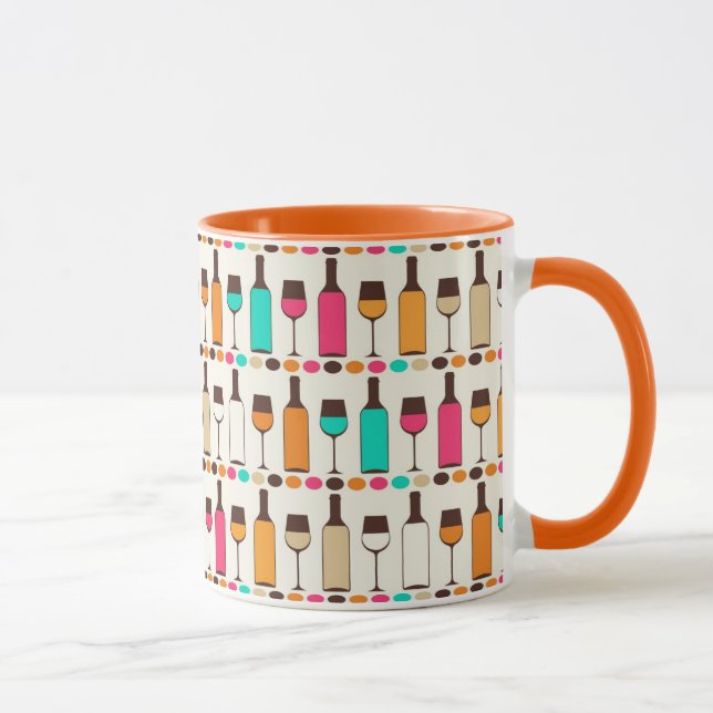 Mug Rétros bouteilles et verres de vin (Droite)