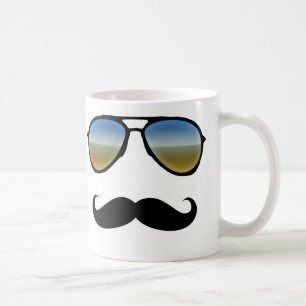 Mug Rétros lunettes de soleil drôles avec la moustac