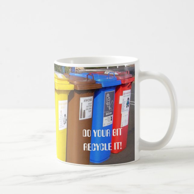 Mug Réutiliser les corbeilles de recyclage colorées (Droite)