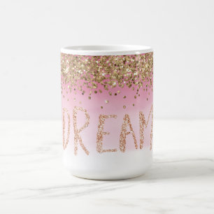 Mug Rêve de Parties scintillant Gold Sparkle Pink Ombr