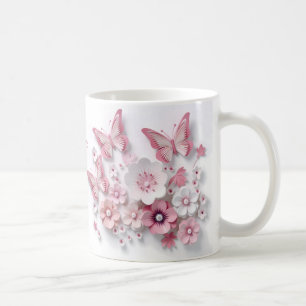 Mug Rêve-papillon-en-fleur-bleu 3D