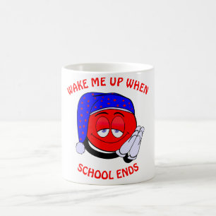 Mug Réveillez-moi quand l'école termine émoji drôle