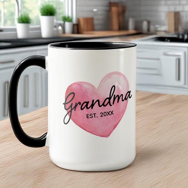 Mug Révélation de grand-mère Date établie Coeur (Créateur téléchargé)