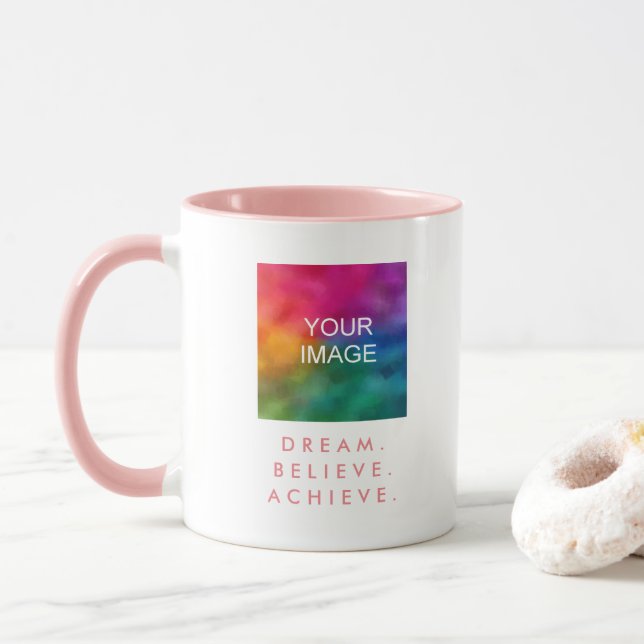 Mug Rêver Croire Atteindre Citation Personnalisée Moti (Avec donut)