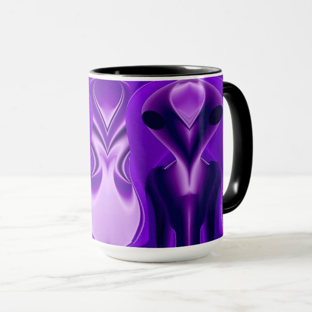 Mug Rêves arc-en-ciel violet 3D, Alien (Devant droit)