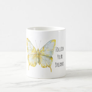 Mug Rêves de papillon blanc jaune citron
