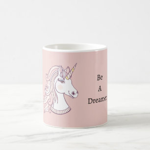 Mug Rêveur Licorne Blanc Rose