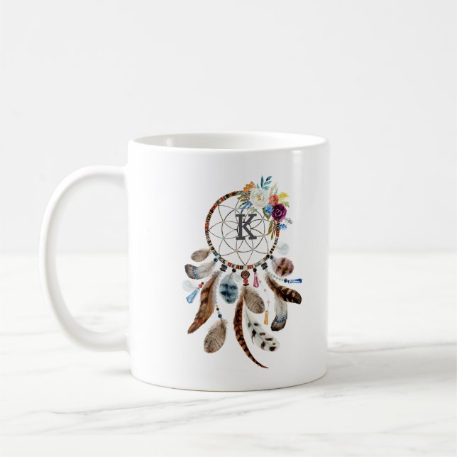 Mug Rêveuse avec fleurs & plumes (Gauche)