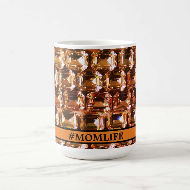 Mug Rhinestone jaune, diamants jaunes, #MOMLIFE (Centre)