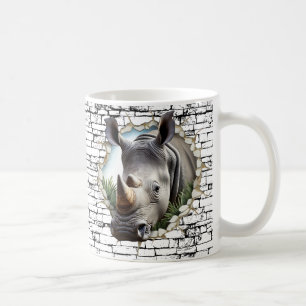 Mug Rhinoceros 3D Wall Break Art - Safari réaliste