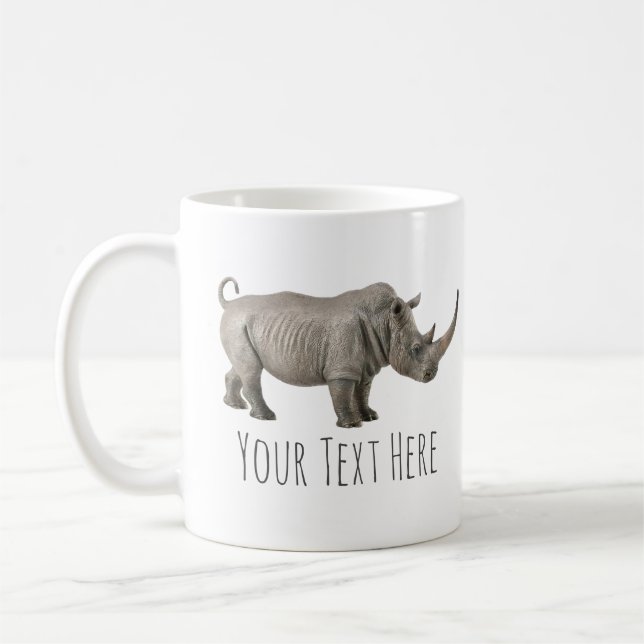 Mug Rhinoceros Illustration Rhino message personnalisé (Gauche)