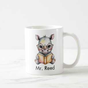 Mug Rhinocéros Mignon Lisant un Livre Personnalisé