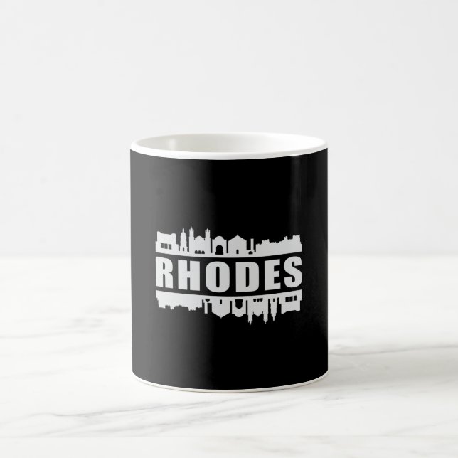 Mug Rhodes Greece City Skyline Cityscape Funny Cadeau (Centre)