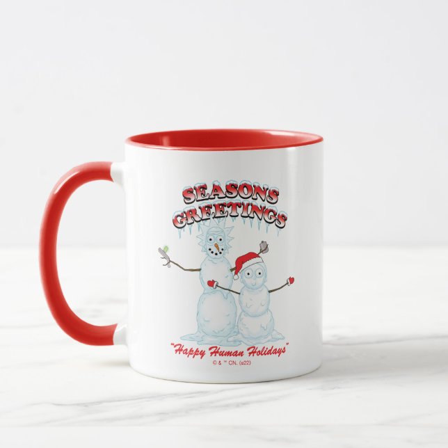 Mug Rick et Morty | Bonnes Fêtes de snowmen (Gauche)