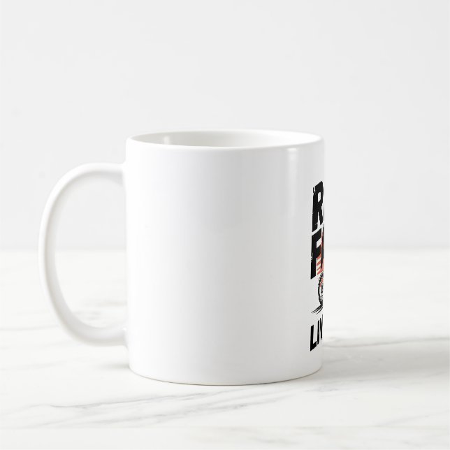 Mug Ride Fast Live Bicyclist T-shirt (Gauche)