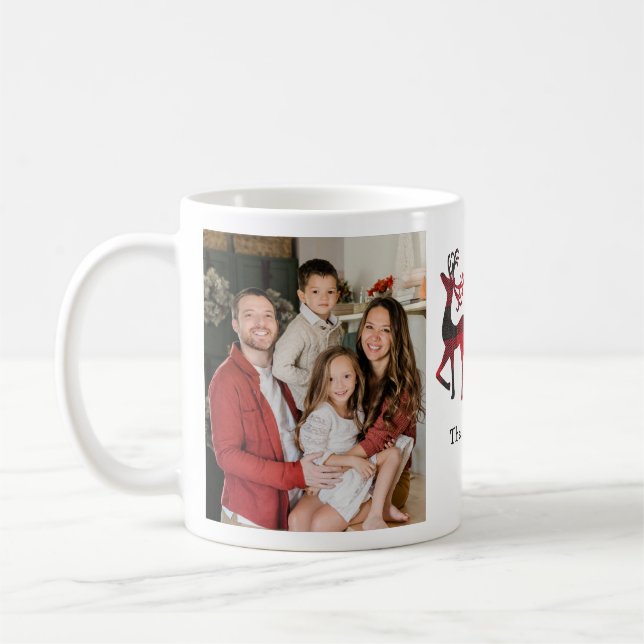 Mug Rinder plaid avec traîneau Joyeux Noël Photo (Gauche)