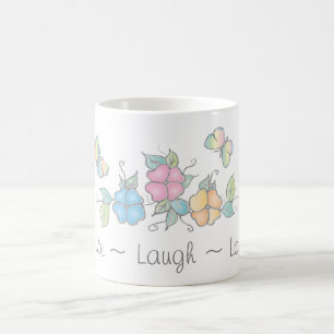 Mug Rire en direct Aquarelle florale papillon