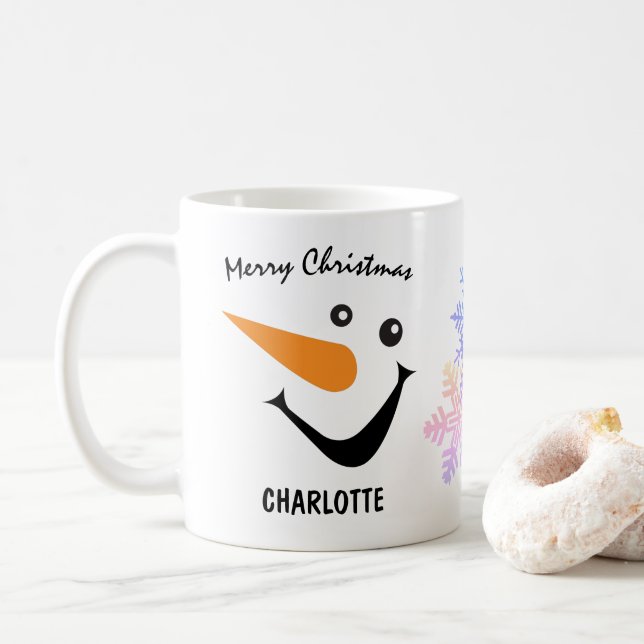 Mug Rire Snowman Avec Long Nez, Joyeux Noël (Avec donut)