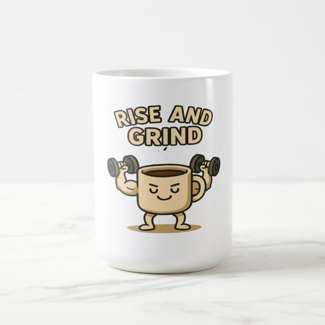Mug Rise and Grind Coffee Mug- Funny Gym Motivation  (Centre)