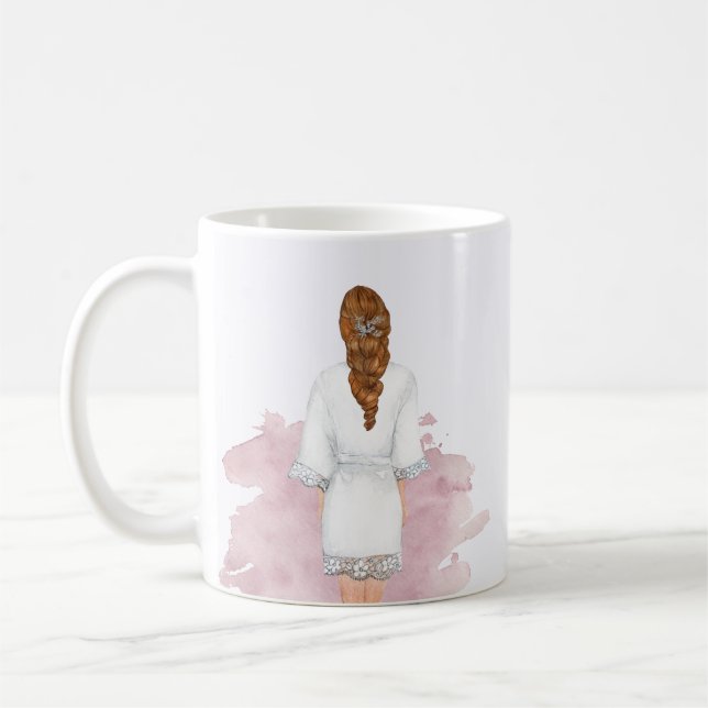 Mug Robe mariage rose vif future mrs monogramme (Gauche)