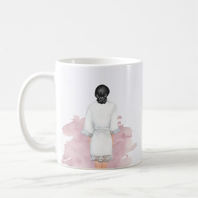 Mug Robe mariage rose vif future mrs monogramme (Gauche)