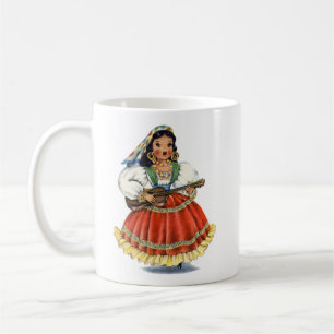 Mug Robe traditionnelle vintage de fille mexicaine