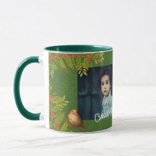 Mug Robin Birds Holly Berry Photo Green