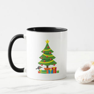 Mug Robin Et Coloré Présents Sous Arbre De Noël