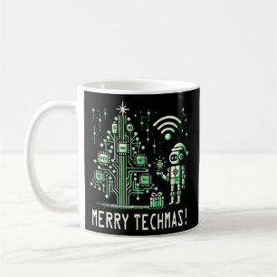Mug Robot IA avec arbre de Noël Tech - Joyeux Techmas