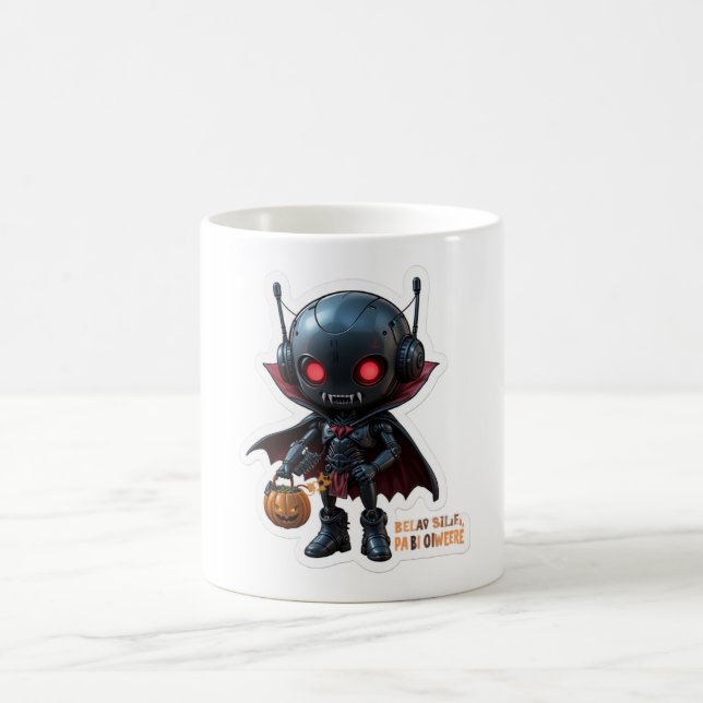Mug Robot Vampire foncé Halloween Café Sci-Fi Éffrayan (Centre)