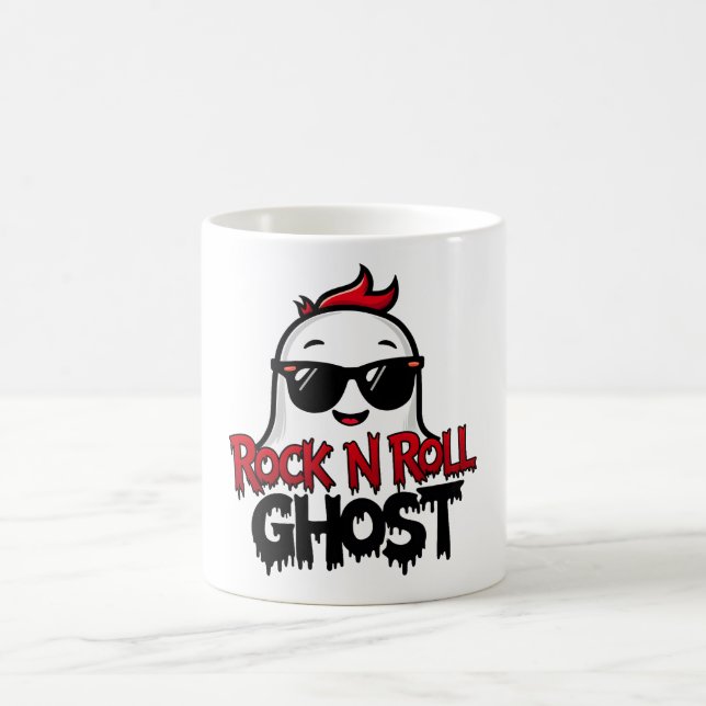 Mug Rock N Roll Ghost Mug, Fun Halloween Graphic T (Centre)