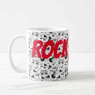 Mug Rock & Roll - rouge & noir - personnaliser tex