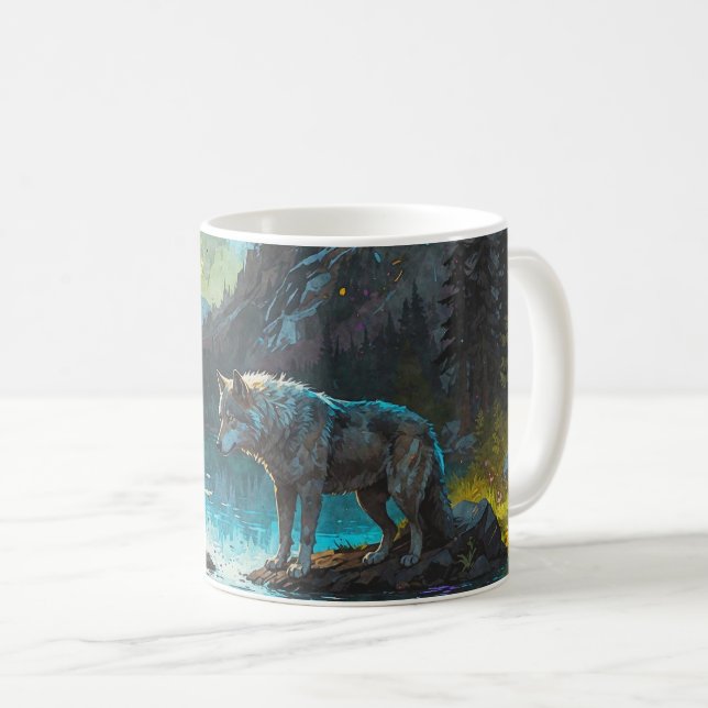 Mug Rocky Mountain Grey Wolf Art (Devant droit)
