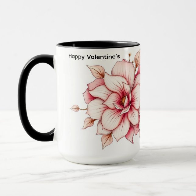 Mug Rococo Floral Heart Personalized Vintage Coffee (Gauche)