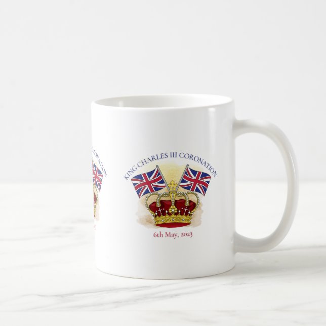 Mug Roi Charles III Couronne de couronnement et drapea (Droite)