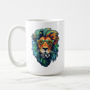 Mug Roi Cool – Lion Coloré avec Lunettes de Soleil Des
