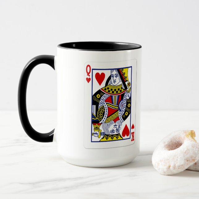 Mug Roi et Reine mixtes - Deux cartes de jeu en tourbe (Avec donut)
