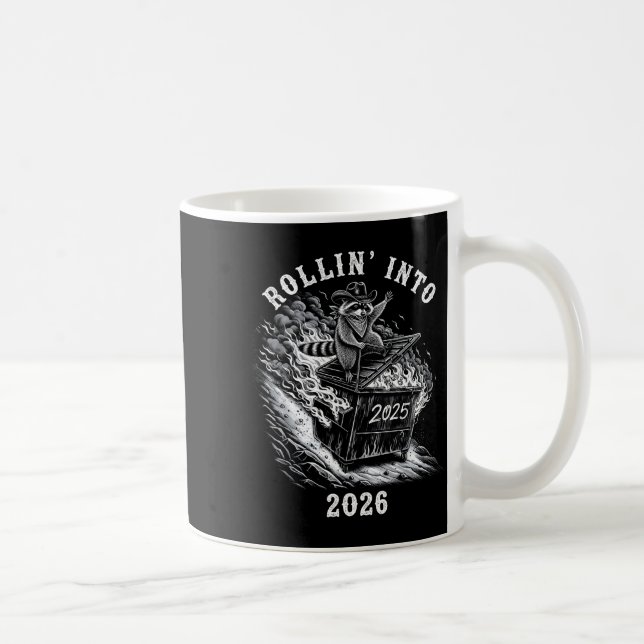 Mug Rollin' Into 2026 Funny Cowboy Raccoon Happy New Y (Droite)