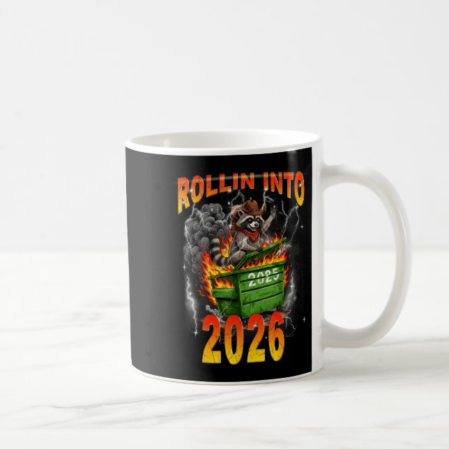 Mug Rollin Into 2026 New Year 2026 Raccoon Cowboy Vint (Droite)