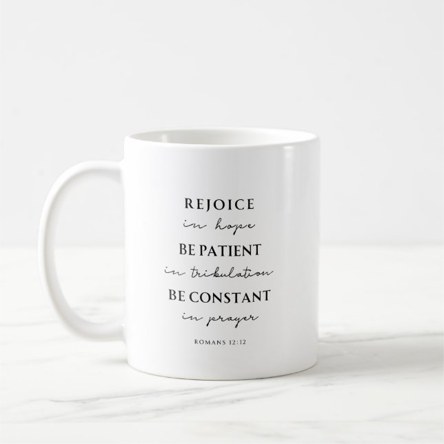 Mug Romains 12:12 verset biblique (Gauche)