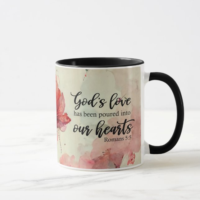 Mug Romains 5:5 La Bible Amoureuse de Dieu Verse Fleur (Droite)