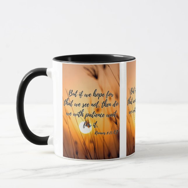 Mug Romains 8:25 KJV Bible Écriture Pic Deux Tons (Gauche)