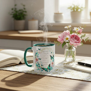 Mug Romains 8:28 Fleurs et papillons 