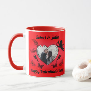 Mug Romance Cœur Rouge Cupidon Photo Saint Valentin